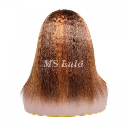 #4/27 Highlight Color Kinky Straight T Part BOB Wig | Human Hair Wig | Lace Front